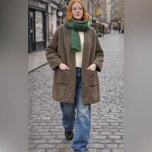 ☘️ MCCONNELL Ireland 100% Wool Tweed Cocoon Car Coat - Coastal Cottage Vibe M/L